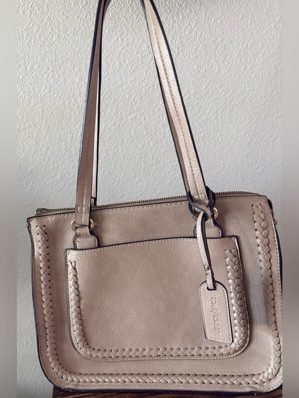 Sole Society Women’s Taupe Trim Tote Bag